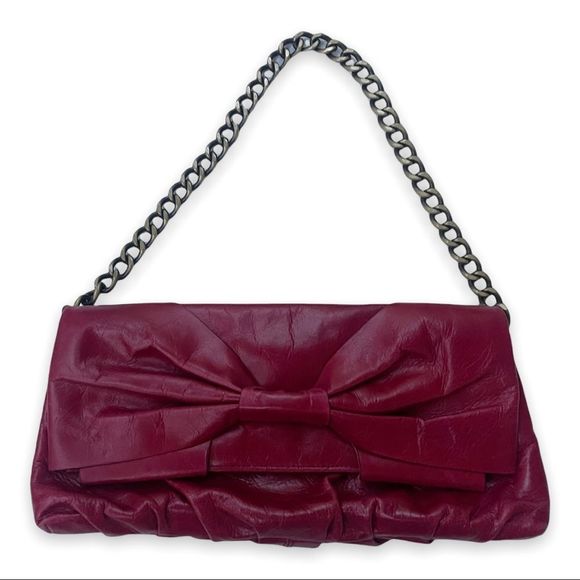 HOBO INTERNATIONAL | Leather Bow Clutch With Chain - Picture 1 of 9